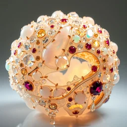 crystal dinamic sculpture. gold, diamonds, opals, rubies, reflections, intrincate, cinematic lighting
