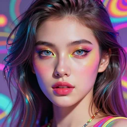 beautiful, young woman, detailed gorgeous face, vaporwave aesthetic, synthwave, colorful, psychedelic, artstation, concept art, smooth, extremely sharp detail, finely tuned detail, ultra high definition, 8 k, unreal engine 5, ultra sharp focus, illustration, art by artgerm, greg rutkowski and alphonse mucha