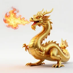 golden dragon breathing fire, detailed, sharp focus, crisp lines, realistic, 3 d octane render, fantasy illustration by wlop