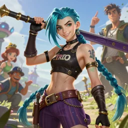 Jinx on her day off league of legends on her day off, highly detailed, digital painting, artstation, concept art, smooth, sharp focus, illustration, ArtStation, art by artgerm and greg rutkowski and Hikari Shimoda and Edmund Blair Leighton and Charlie Bowater