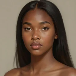 A bust of a beautiful dark skinned Maori girl with large lips and smooth eyebrows and straight hair, HD, illustration, epic, fantasy, intricate, elegant, amazing detail, digital painting, artstation, concept art, smooth, sharp focus, illustration, art by Turine Tran