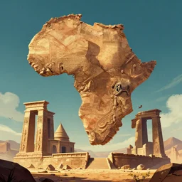 ancient structure of africa, retrowave epic art, trending on art station