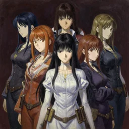 the order of sisters of war. this oil painting by the award - winning mangaka has cinematic lighting, a contrasting color scheme and intricate details.