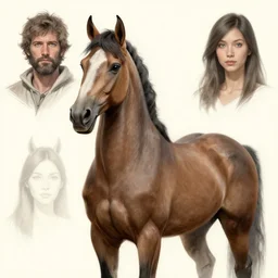 Portrait of a Zentaur, horse body with a human chest and head, dnd character design concept art, by Rémi Jacquot and Maxime Templé and Grace Liu, hyper detailed, uncropped.
