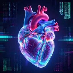 organ, medical heart!!! anatomy, microdot pixels, neon glowing, bioluminiscent, scifi, swirling lines, tron legacy, substance painter, heart, medical heart!, tron lines, cybertron, artstation, by beeple, halo, vaporwave, matrix, by david chihuly, anatomic heart! by artgerm