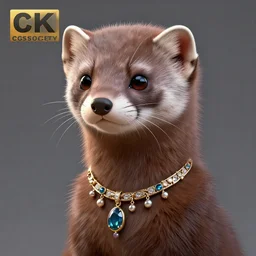 female marten wearing jewlery with cute hairstyle, made by Stanley Artgerm Lau, WLOP, Rossdraws, ArtStation, CGSociety, concept art, cgsociety, octane render, trending on artstation, artstationHD, artstationHQ, unreal engine, 4k, 8k,