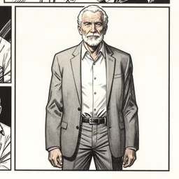 A comic book panel drawn by Frank Miller of an old man standing in a park, a comet passes far overhead. Detailed comic book art, 1993