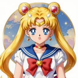 beautiful detailed sailor moon aesthetic, a very beautiful detailed cat, highly detailed art by Artgerm and Greg Rutkowski and Alphonse Mucha