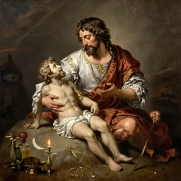 Abraham sacrifices his son by Thomas Gainsborough, elegant, highly detailed, anthro