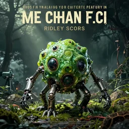 mechanical green blob, horror sci - fi movie poster, ridley scott