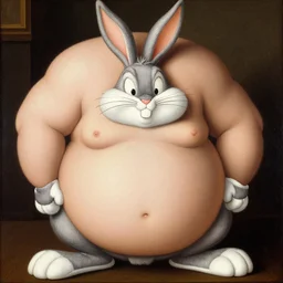 obese bugs bunny painting, painted by michelangelo, renaissance painting, beautiful