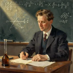 math and science in the style of a norman rockwell painting