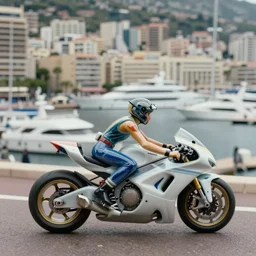 beautiful hyperrealism three point perspective film still of monaco harbour with zaha hadid designed motorcycle scene in ronin meets kagemusha ( 1 9 9 0 ) extreme closeup still life in style of frontiers in translucent porcelain miniature street photography fashion edition, tilt shift style scene background, soft lighting, kodak portra 4 0 0, cinematic style, telephoto by emmanuel lubezki