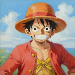 monkey d. luffy oil - on - canvas painting, inspired by emanuel leutze