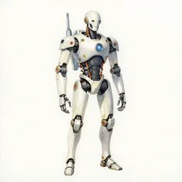 a watercolor painting full body character portrait of a humanoid robotic machine mutant in the style of moebius in the style of leonard boyarsky trending on artstation deviantart pinterest detailed photorealistic highlights and shadow hd 8 k post - processing high resolution