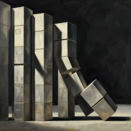 tall boxes falling out of space side - by - side, zdzislaw beksinski