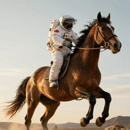 astronaut is under the horse, 4 k, ultra details, cinematic, epic style, beautiful photo, hyper realistic, octane render, unreal engine, award winning, on artstation, volumetric lightning, masterpiece, golden hour,
