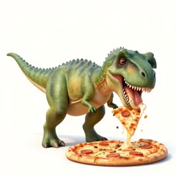 a dinosaur!!!!!!!! eating ((((pizza))))