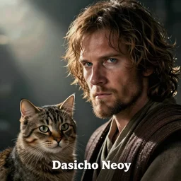 obi wan kenobi next to a cat with his head