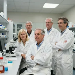 a group of Ben Franklins boasting to each other in a laboratory