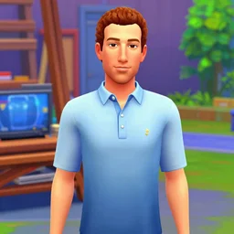 mark zuckerburg in the pataphysical metaverse in the style of sims 3 d