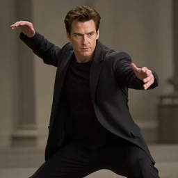 christopher reeves as professor x, realistic, cinematic, action pose, dynamic lighting, depth of field, background