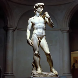 the statue of david as a cyborg, dystopian museum, by frank frazetta