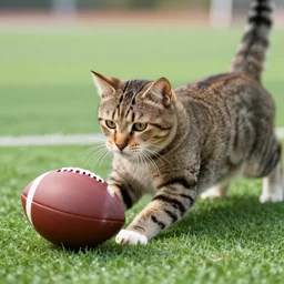 a cat playing american football