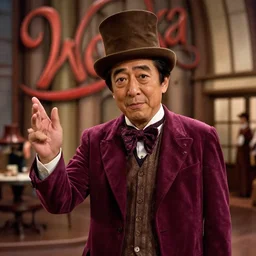 a film still of shinzo abe in willy wonka's chocolate factory ( 1 9 7 1 )