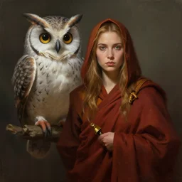 Owl-human :: Monk, pretty, beautiful, DnD character art portrait, matte fantasy painting, DeviantArt Artstation, by Jason Felix by Steve Argyle by Tyler Jacobson by Peter Mohrbacher, cinematic lighting