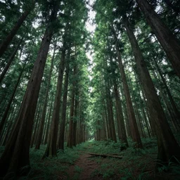 Chinese ancient forest, Greg Rutkowski, trending on Artstation, 8K, ultra wide angle, pincushion lens effect, zenith view