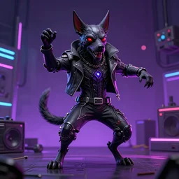 a portrait of a evil dog dancing techno - style, cyberpunk concept art, trending on artstation, highly detailed, intricate, sharp focus, digital art, 8 k