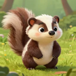 matte painting, littlest pet shop fuzzy skunk in field, close up, noel coypel, emile eisman - semenowsky, edouard bisson