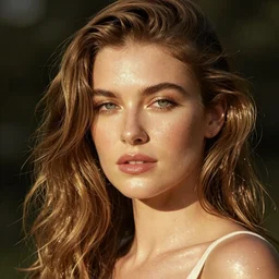 hyper realistic portrait photo of beautiful erica campbell, model, portrait shot, intricate detail, glittering sun rays