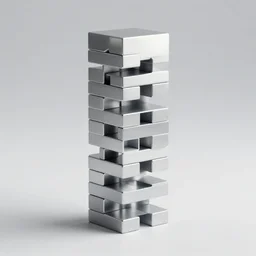 rectangle jenga stacked for x, y, z, axes, contemporary art, simple, silver steel, trending on behance, keyshot 1 1