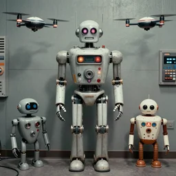 ( ( ( ( ( 1 9 5 0 s robot wall 3, johnny - five. b 9 robot lost in space robert kinoshita robby the robot, silent running drones, androids. muted colors. ) ) ) ) ) by jean - baptiste monge!!!!!!!!!!!!!!!!!!!!!!!!!!!!!!