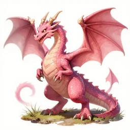 a pink dragon, d & d art, pathfinder art