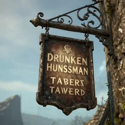 The Drunken Huntsman tavern sign, Skyrim videogame asset