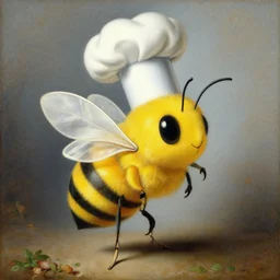 a yellow bee chef, detailed rococo painting