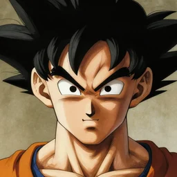 Goku, Face portrait, crisp face, , facial features artwork by Georges de La Tour