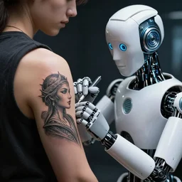 an AI robot gets a tattoo