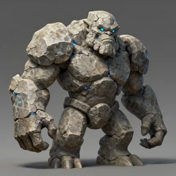 The elemental stone golem made of large boulders with elemental magic seeping from the cracks, d&d art, fantasy, painted, 4k, high detail, sharp focus, artstation