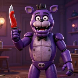 purple guy five nights at freddy 4k lots of ketchup weapon knife purple guy man