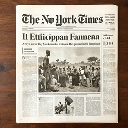 1 9 8 4 ethiopian famine, in the cover of new york times, 8 k