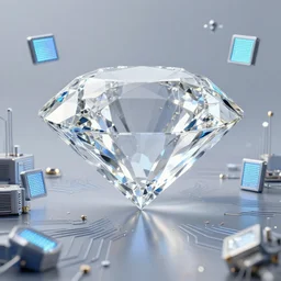 inside a dream of a diamond!!!!!!! ((scattered with computer circuitry and led displays)), yellow water-cooling coolant, trending on artstation, digital art, octane render, ray-tracing, 4k desktop background