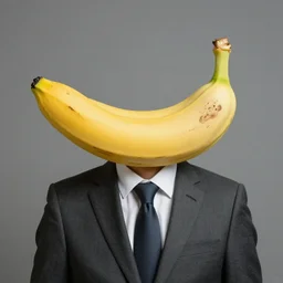 banana head, a man wearing a suit banana head