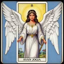 head-on symmetrical centered painted portrait, Avan jogia Angel, tarot card style, fantasy, intricate, highly detailed, smooth, sharp focus, illustration, artstation, in the style of Alex Ross