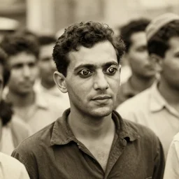 a vintage photo of a man with lizard eyes in a crowd of people, old photo, sepia, real photo