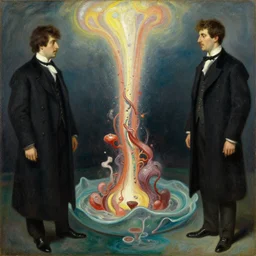 a painting of abiogenesis, by john singer sargent and agostino arrivabene and joaquin sorolla