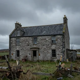 abandoned scottish house in a moody weather by Joe Fenton, trending on artstation